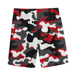 Red Snow Camouflage Print Men's Sports Shorts