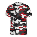 Red Snow Camouflage Print Men's Sports T-Shirt