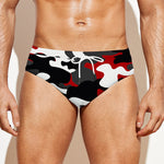 Red Snow Camouflage Print Men's Swim Briefs