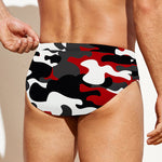 Red Snow Camouflage Print Men's Swim Briefs