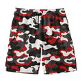 Red Snow Camouflage Print Men's Swim Trunks