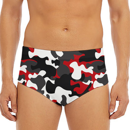 Red Snow Camouflage Print Men's Triangle Swim Briefs