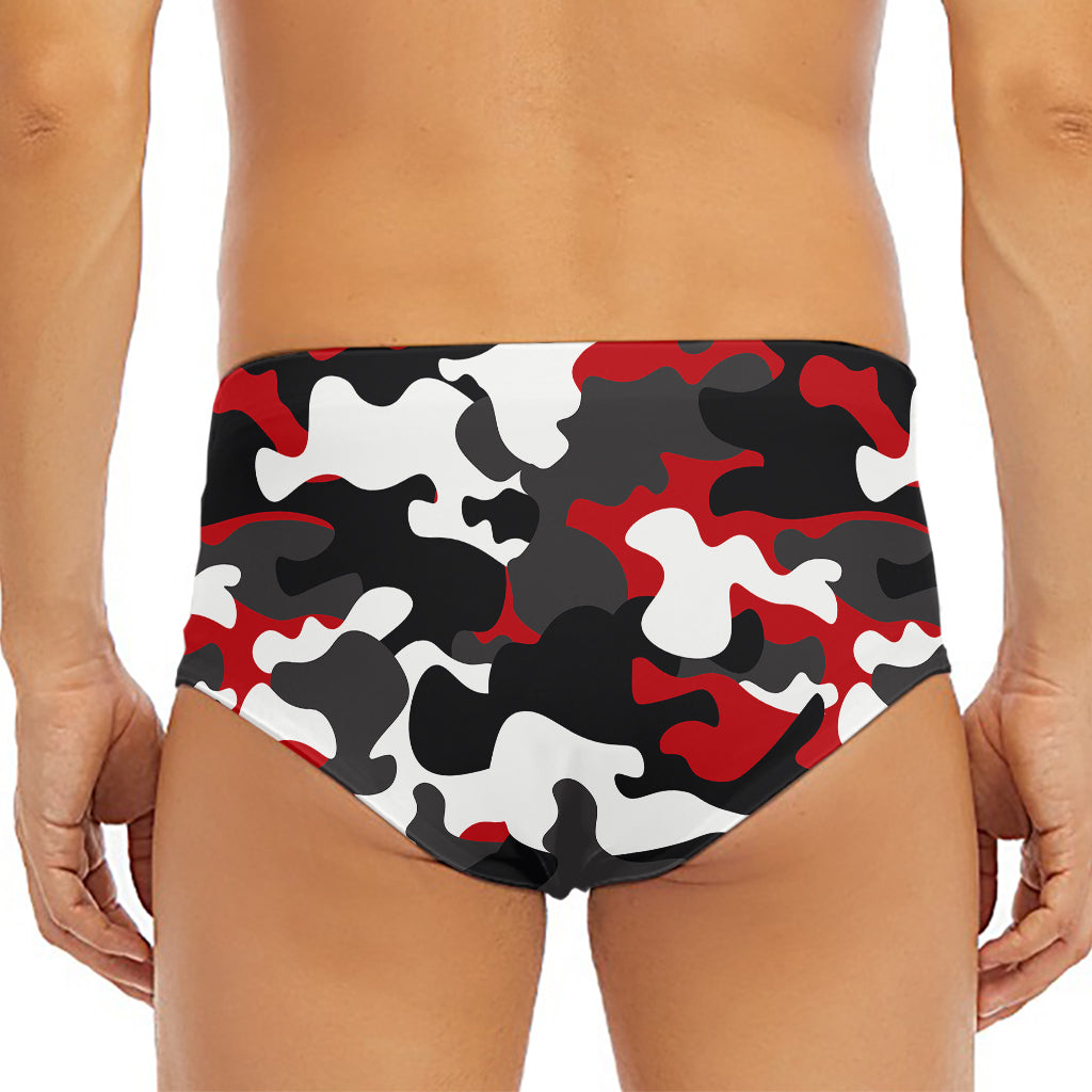 Red Snow Camouflage Print Men's Triangle Swim Briefs