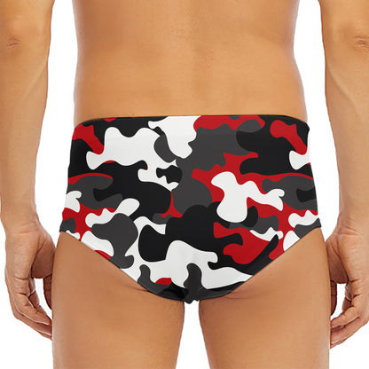 Red Snow Camouflage Print Men's Triangle Swim Briefs