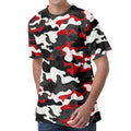 Red Snow Camouflage Print Men's Velvet T-Shirt