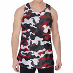 Red Snow Camouflage Print Men's Velvet Tank Top