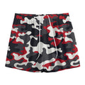 Red Snow Camouflage Print Mesh Shorts