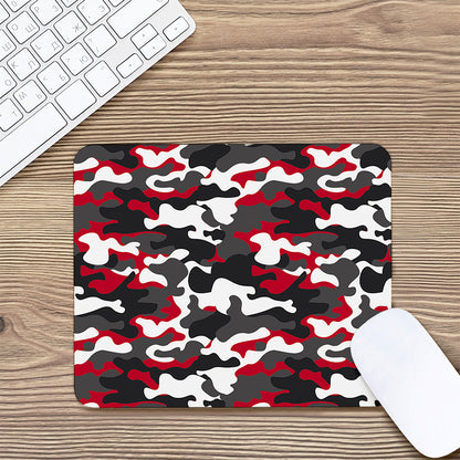 Red Snow Camouflage Print Mouse Pad