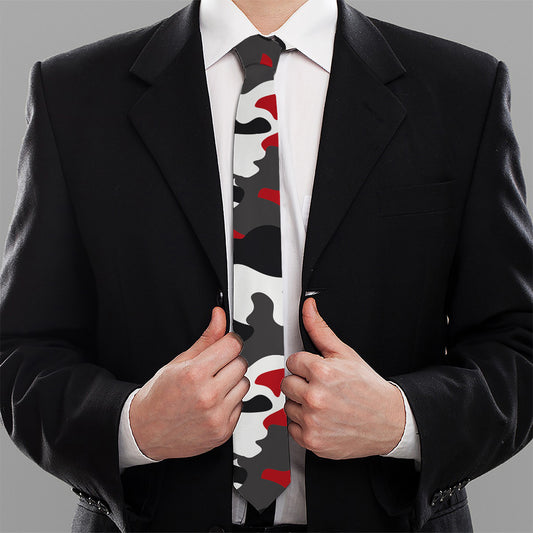 Red Snow Camouflage Print Necktie