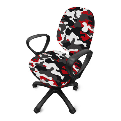 Red Snow Camouflage Print Office Chair Cover
