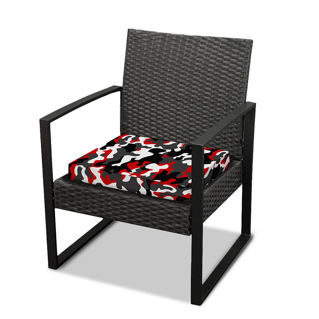 Red Snow Camouflage Print Outdoor Seat Cushion Cover