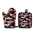 Red Snow Camouflage Print Oven Mitt And Pot Holder Set