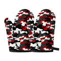 Red Snow Camouflage Print Oven Mitts