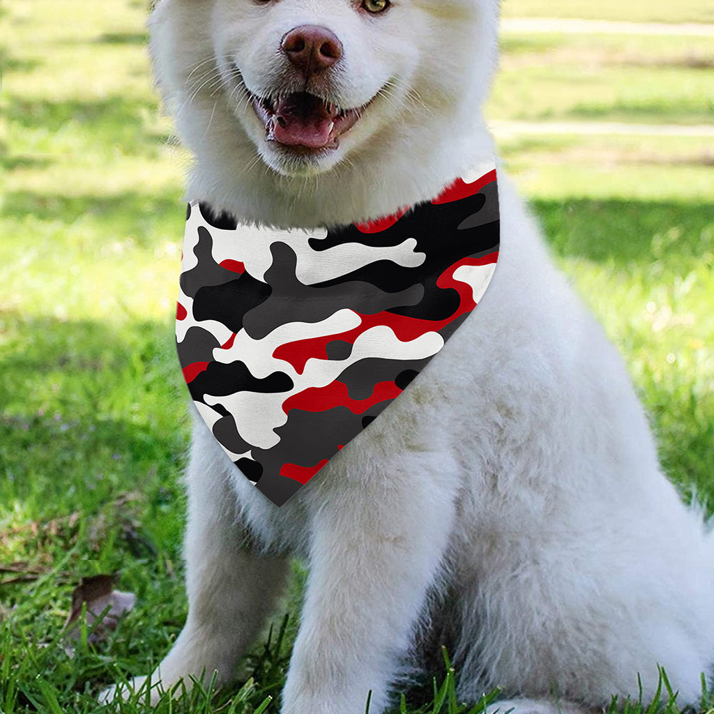 Red Snow Camouflage Print Over The Collar Dog Bandana