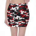 Red Snow Camouflage Print Pencil Mini Skirt