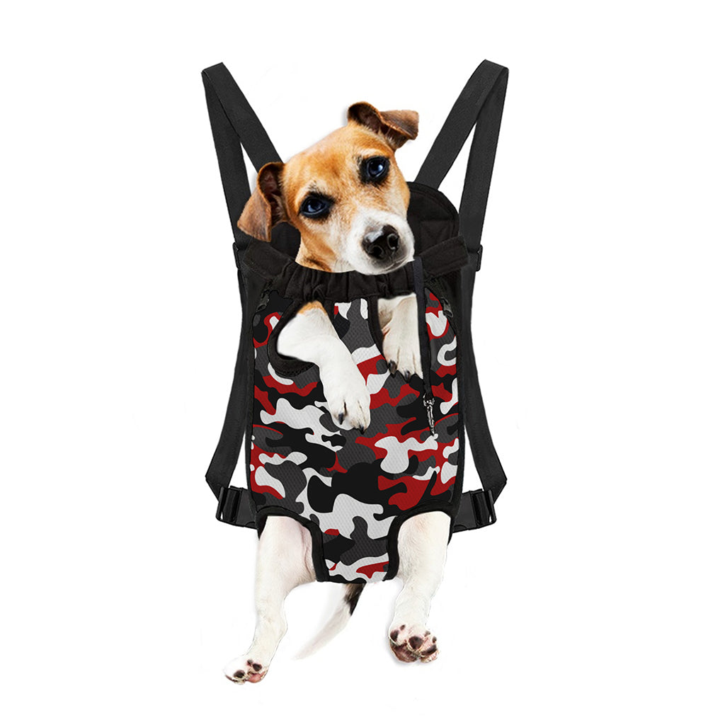 Red Snow Camouflage Print Pet Carrier Backpack