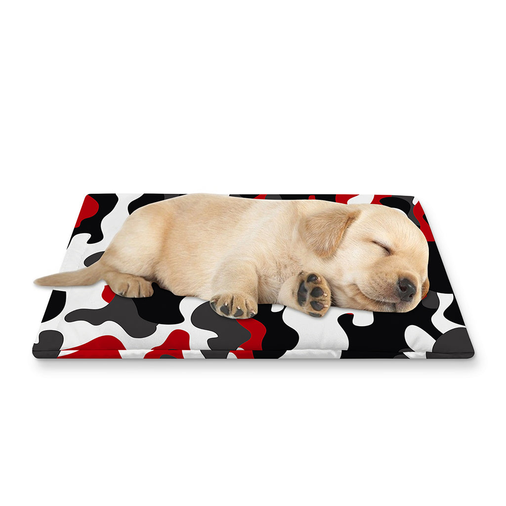 Red Snow Camouflage Print Pet Cooling Mat Cover