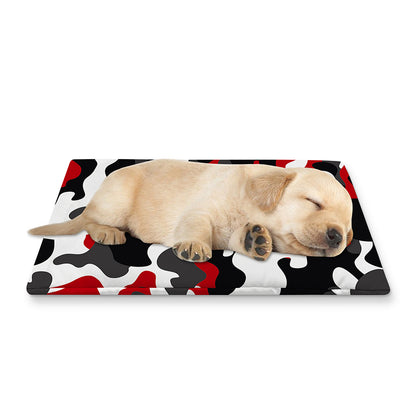 Red Snow Camouflage Print Pet Cooling Mat Cover