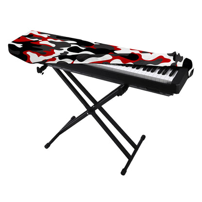 Red Snow Camouflage Print Piano Keyboard Cover