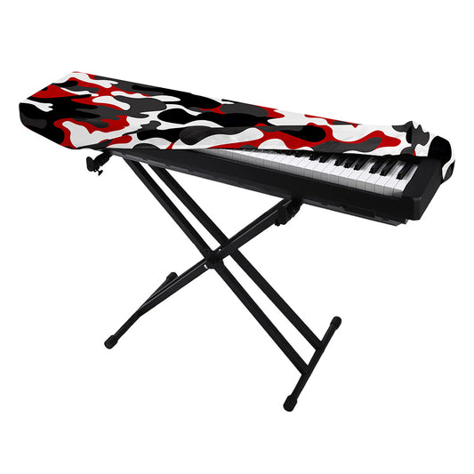 Red Snow Camouflage Print Piano Keyboard Cover