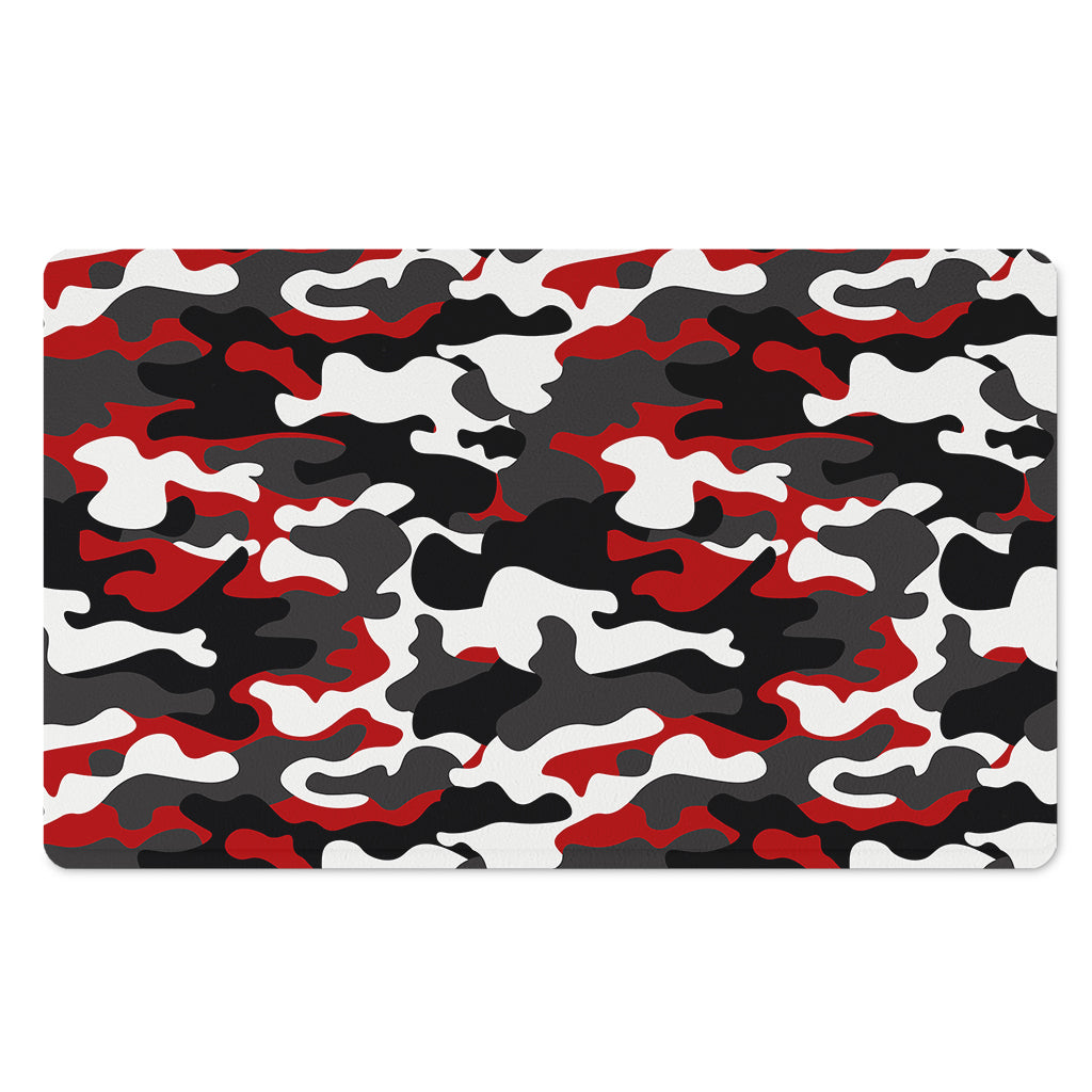 Red Snow Camouflage Print Polyester Doormat