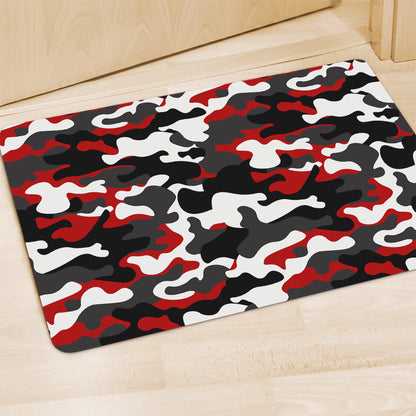 Red Snow Camouflage Print Polyester Doormat