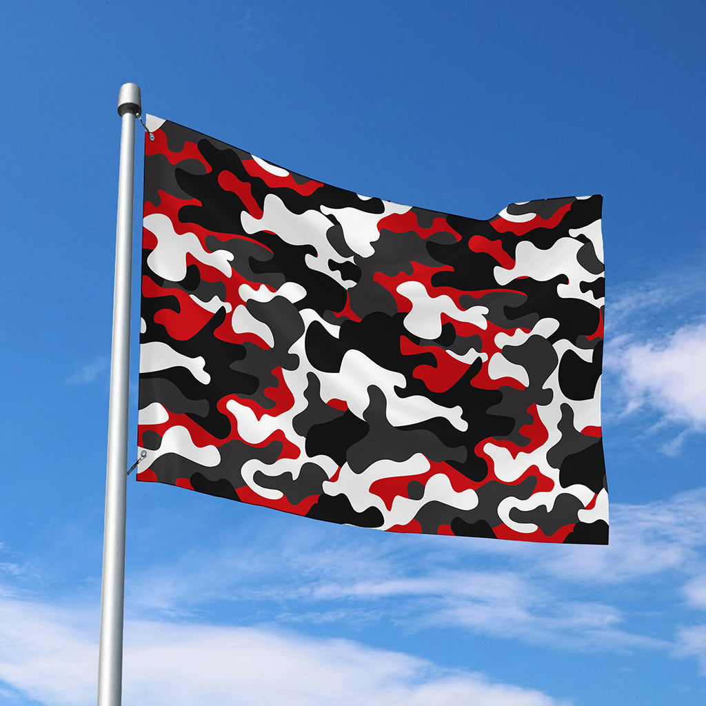 Red Snow Camouflage Print Polyester Flag