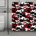 Red Snow Camouflage Print Polyester Shower Curtain