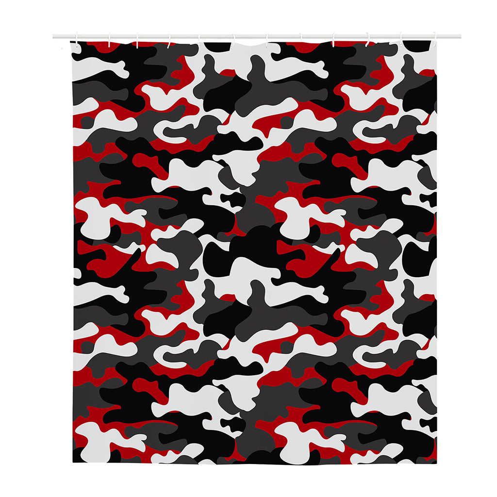 Red Snow Camouflage Print Polyester Shower Curtain