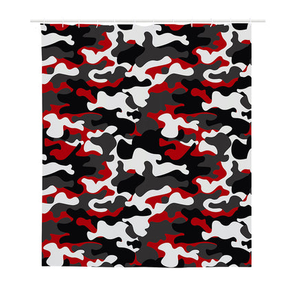 Red Snow Camouflage Print Polyester Shower Curtain