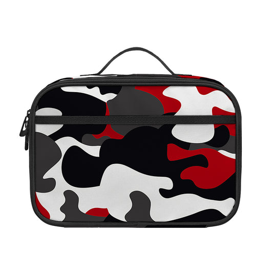 Red Snow Camouflage Print Portable Lunch Bag