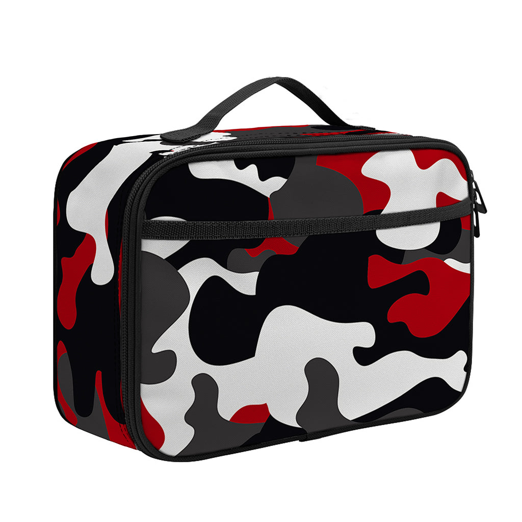 Red Snow Camouflage Print Portable Lunch Bag