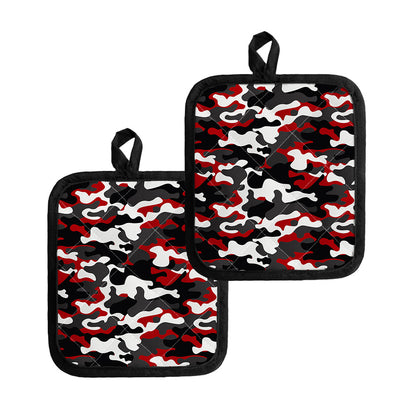 Red Snow Camouflage Print Pot Holders