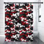 Red Snow Camouflage Print Premium Shower Curtain
