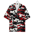 Red Snow Camouflage Print Rayon Hawaiian Shirt