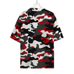 Red Snow Camouflage Print Rayon Hawaiian Shirt