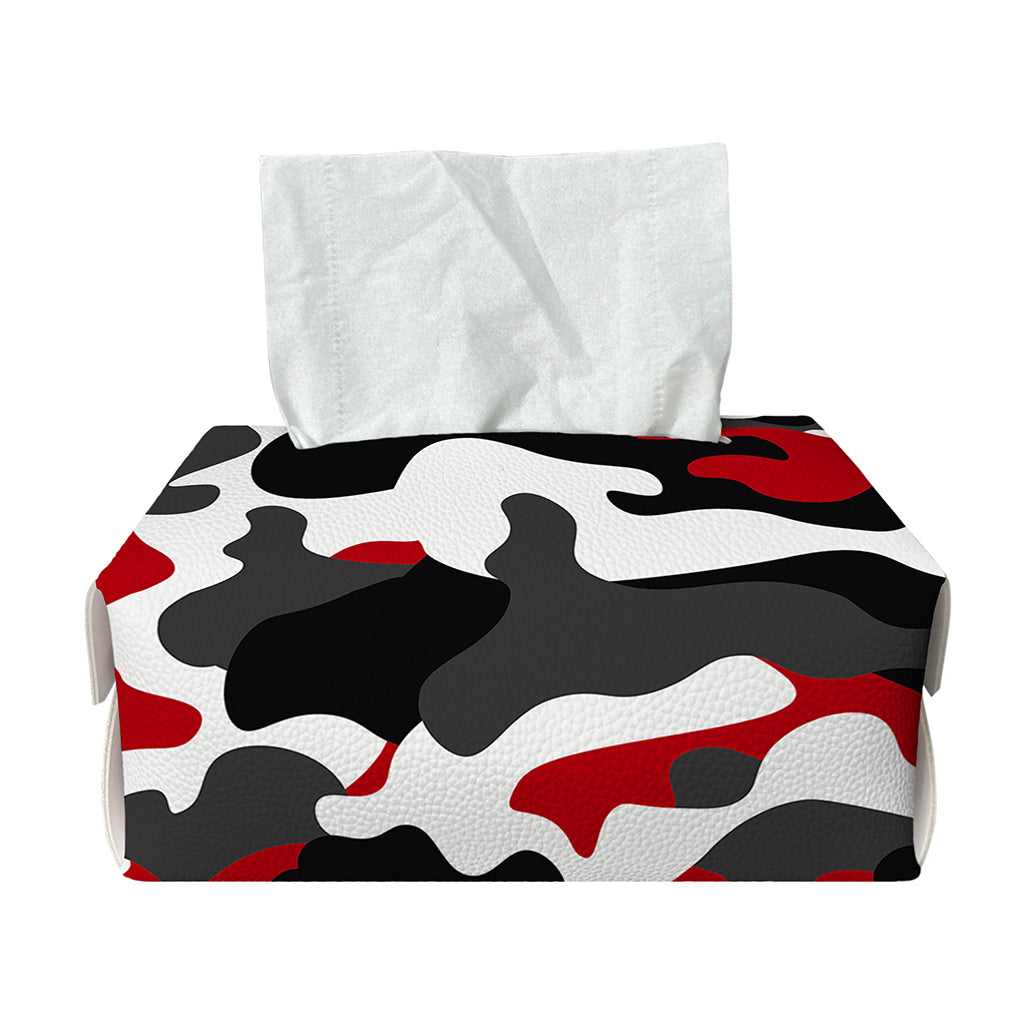 Red Snow Camouflage Print Rectangle Tissue Box Cover