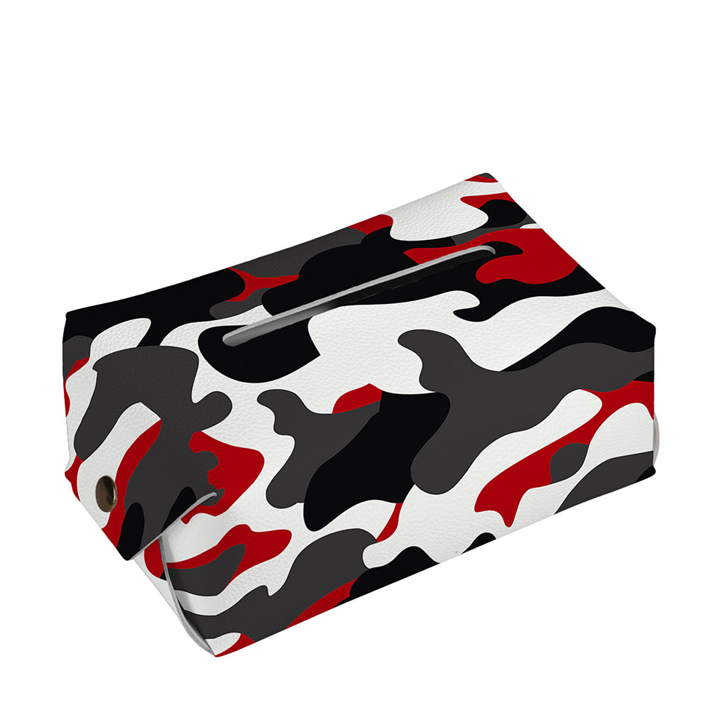 Red Snow Camouflage Print Rectangle Tissue Box Cover