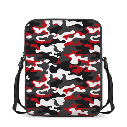 Red Snow Camouflage Print Rectangular Crossbody Bag