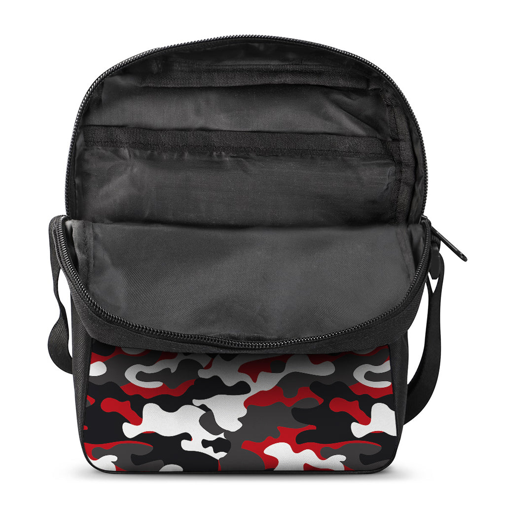 Red Snow Camouflage Print Rectangular Crossbody Bag