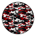Red Snow Camouflage Print Round Floor Mat
