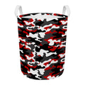 Red Snow Camouflage Print Round Laundry Basket