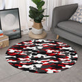 Red Snow Camouflage Print Round Rug