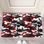 Red Snow Camouflage Print Rubber Doormat