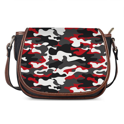 Red Snow Camouflage Print Saddle Bag