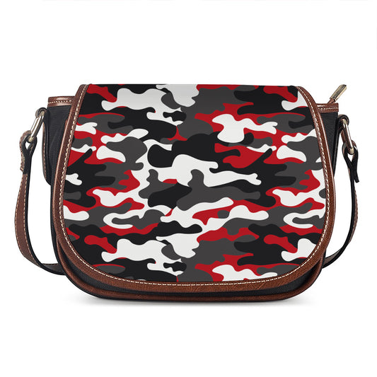 Red Snow Camouflage Print Saddle Bag