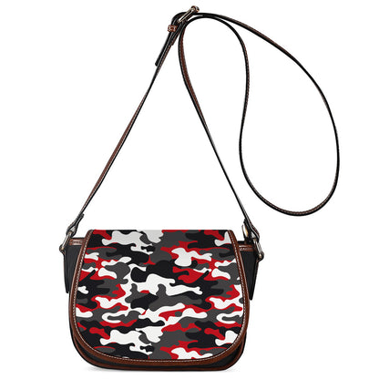 Red Snow Camouflage Print Saddle Bag