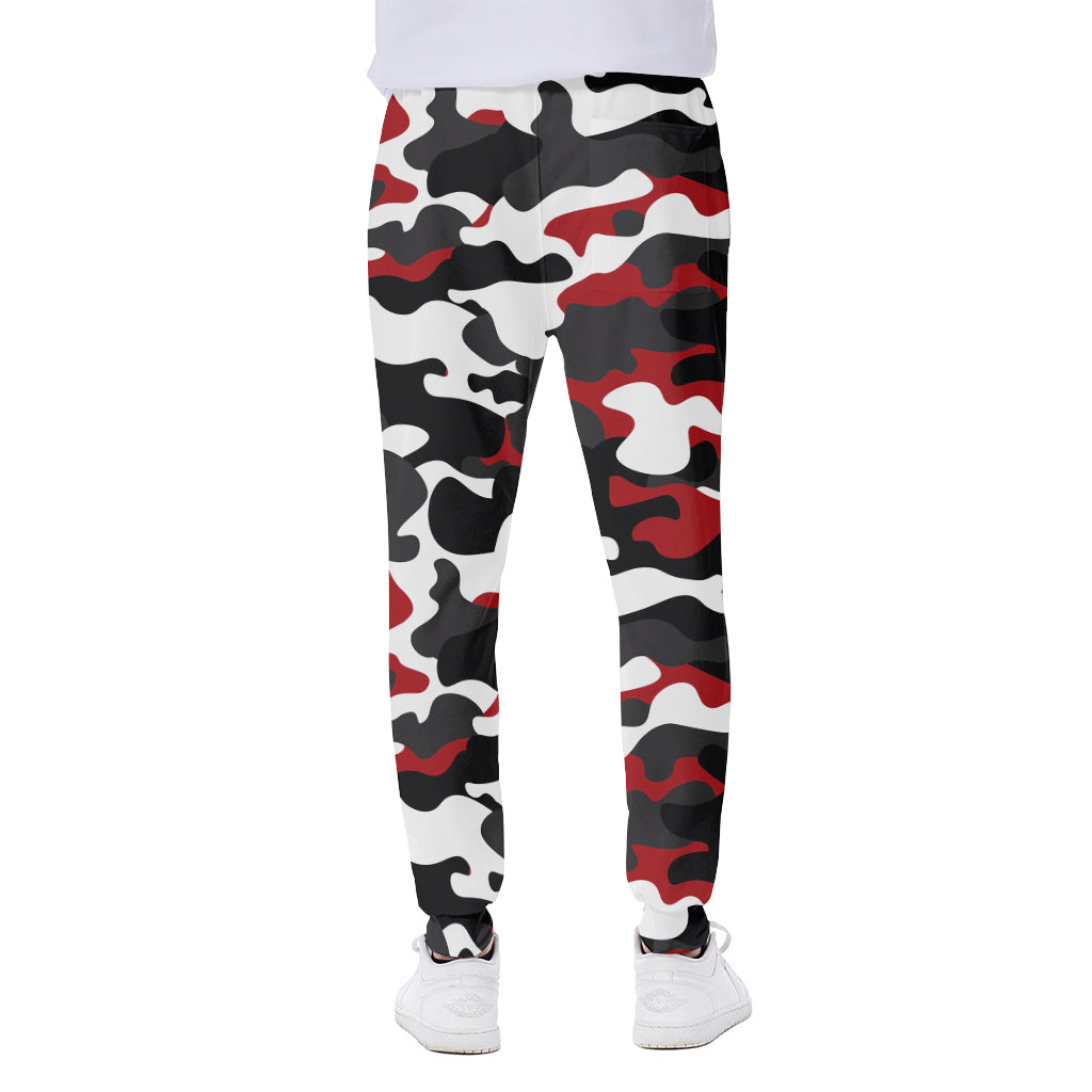 Red Snow Camouflage Print Scuba Joggers