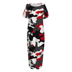 Red Snow Camouflage Print Short Sleeve Long Nightdress