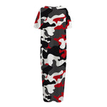 Red Snow Camouflage Print Short Sleeve Long Nightdress